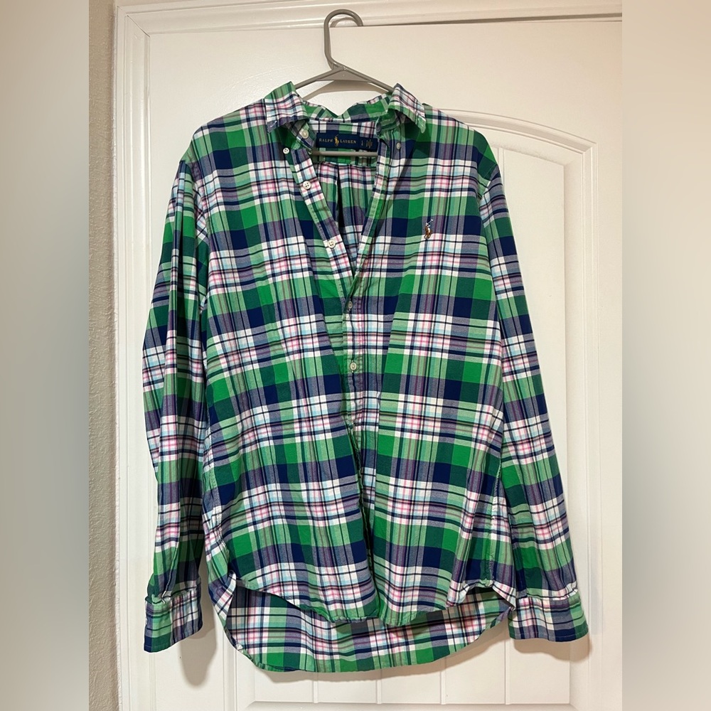 Large plaid Ralph Lauren polo button up shirt